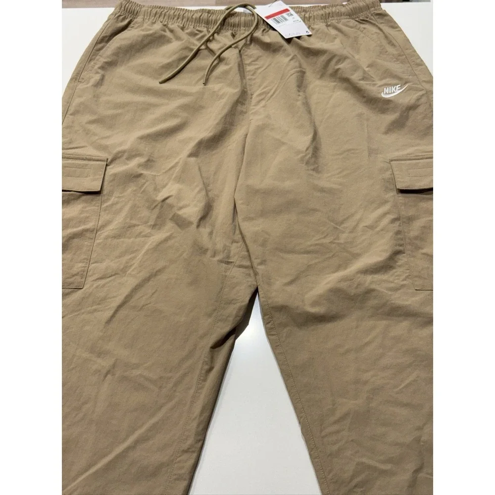 Nike Club Woven Cargo Pants HJ1990-297 Men's L Beige Lightweight Tapered